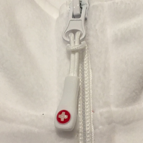 XS White Cross Polar Fleece zip up Jacket - Picture 3 of 4